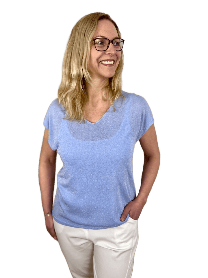 Lurex-Pullover, Kurzarm