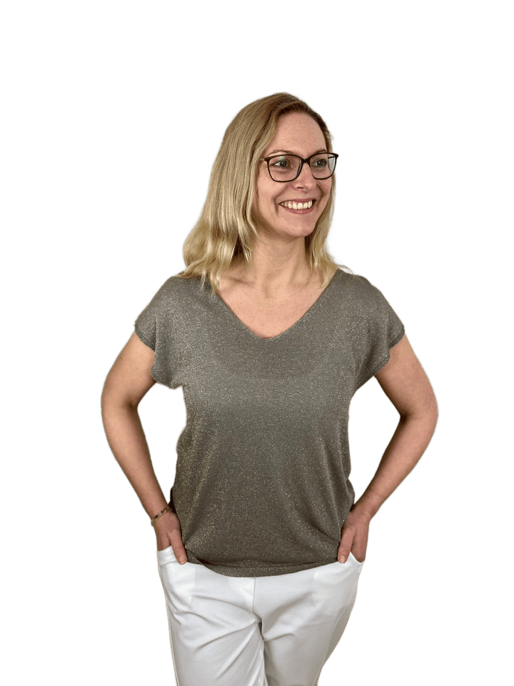 Lurex-Pullover, Kurzarm