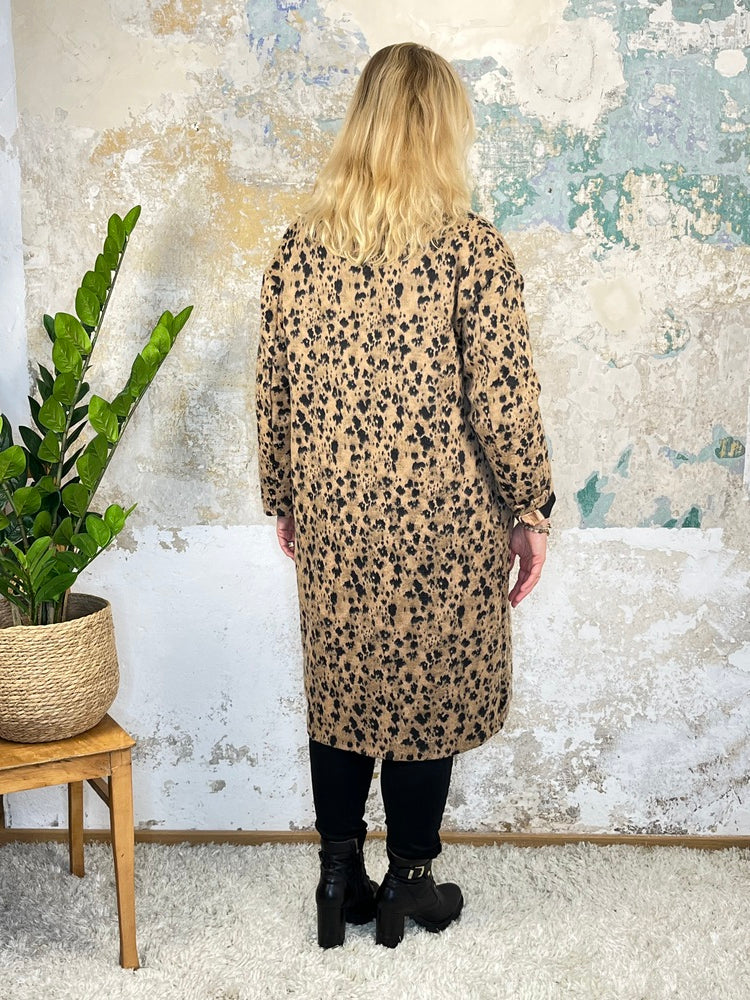 Oversize-Mantel Animal, cognac-schwarz