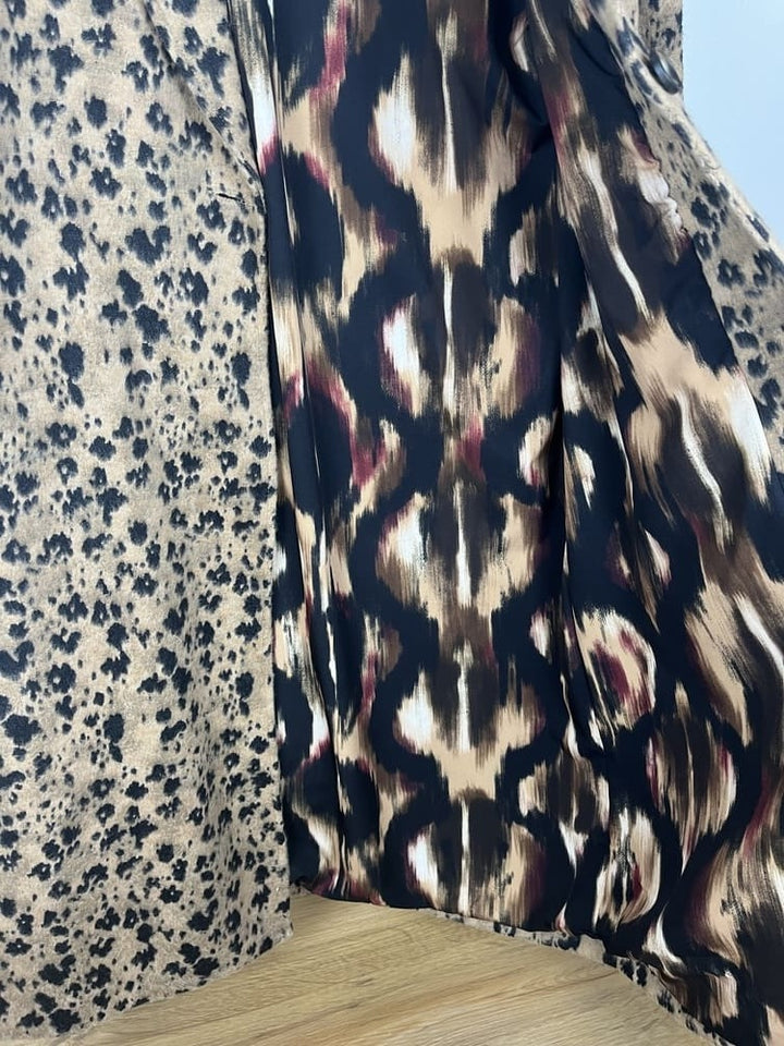 Oversize-Mantel Animal, cognac-schwarz