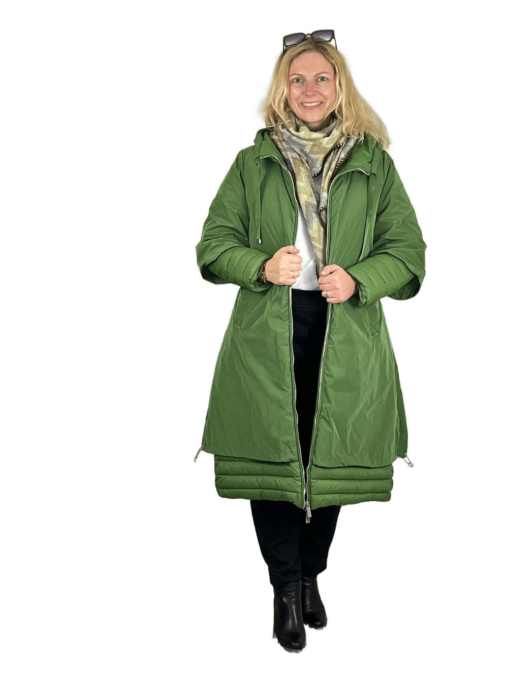 Mantel mit Kapuze in 2-in-1-Optik, grün von Bella Vita - Mode & Lifestyle