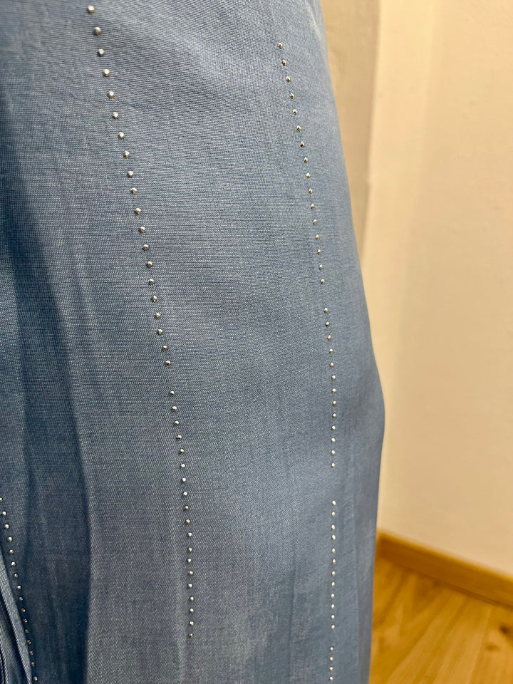 Marlenehose mit Glitzersteinchen, jeansblau