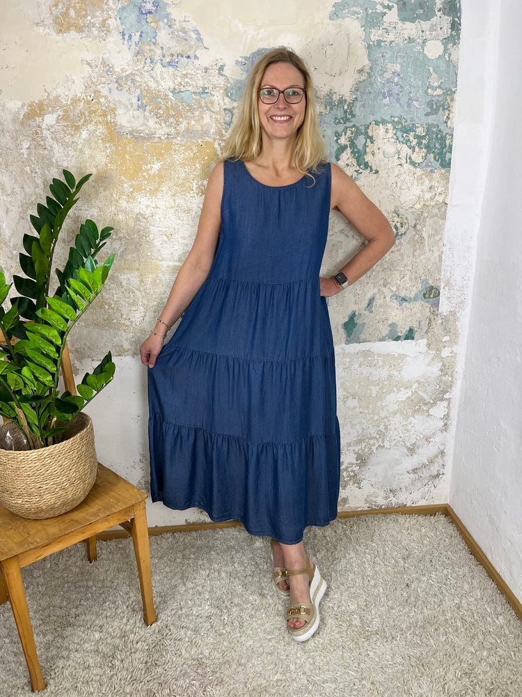 Jeanskleid ärmellos mit Rundhals