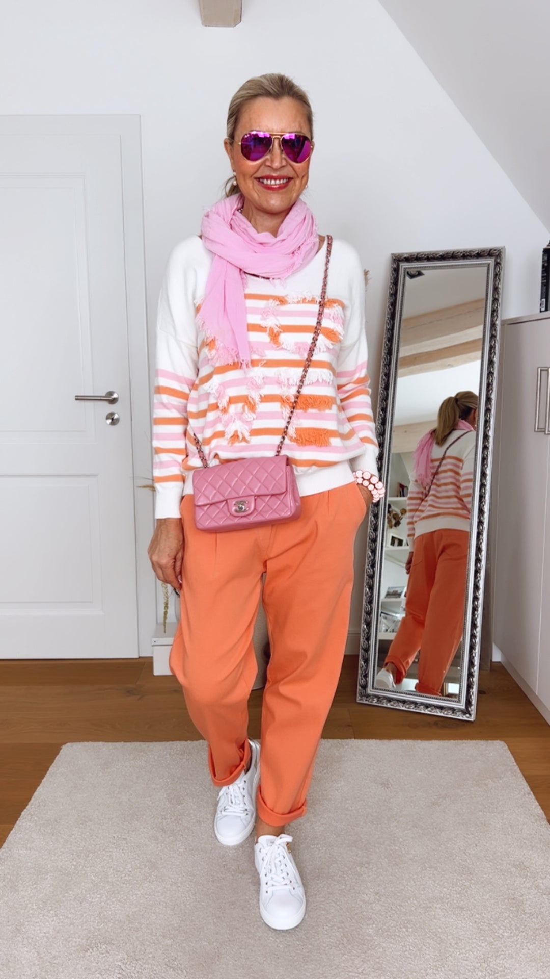 Schlupfhose mit Flechtgürtel, koralle von Bella Vita - Mode & Lifestyle