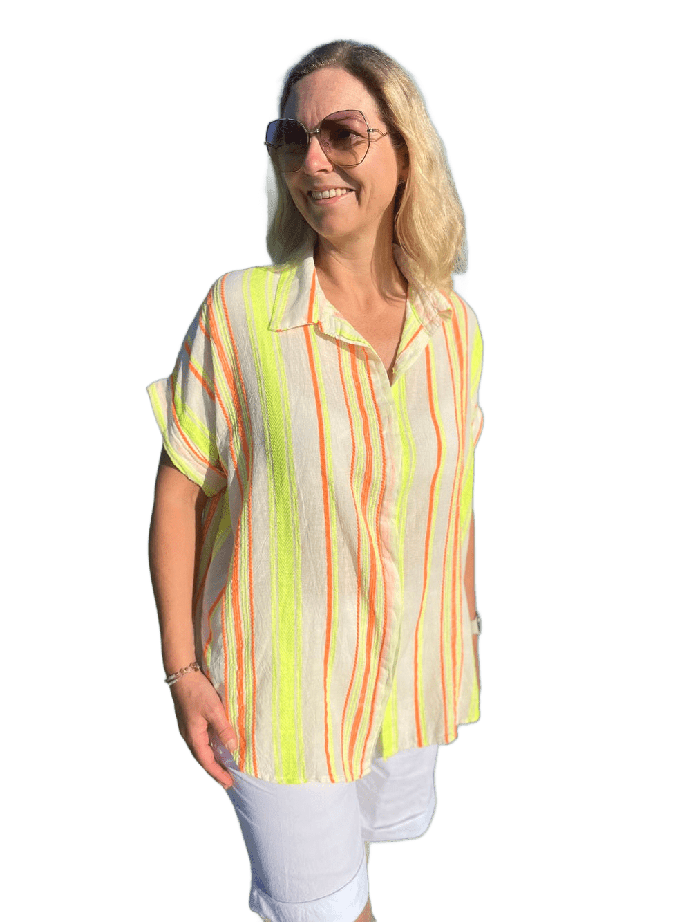 Oversize-Bluse mit Webstreifen