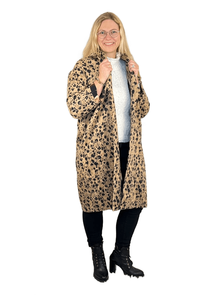 Oversize-Mantel Animal, cognac-schwarz