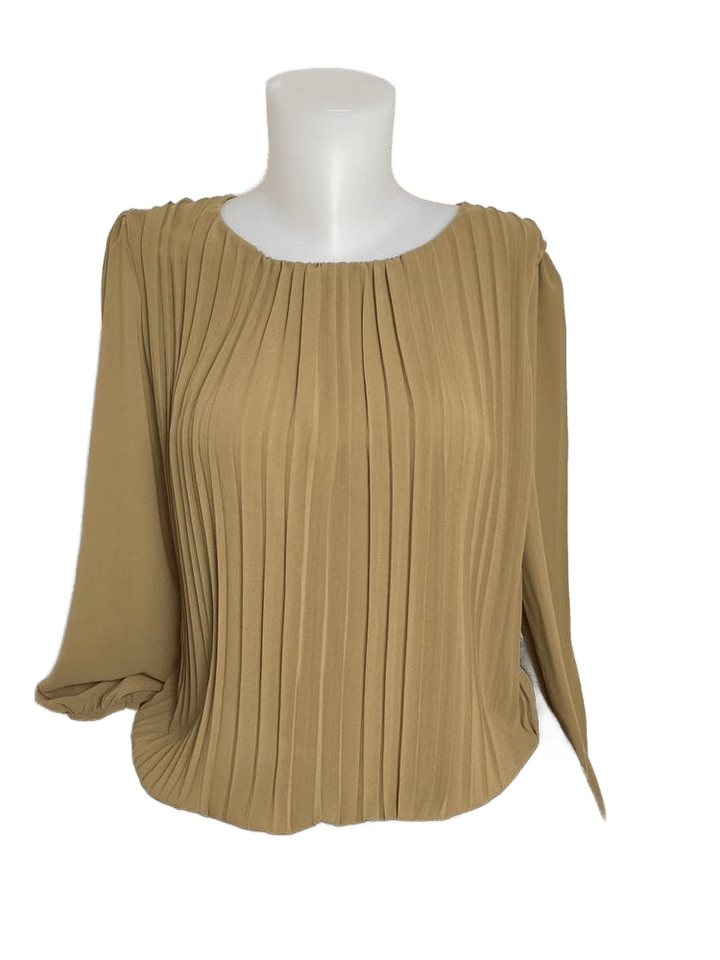 Plissee-Bluse mit Rundhalsausschnitt