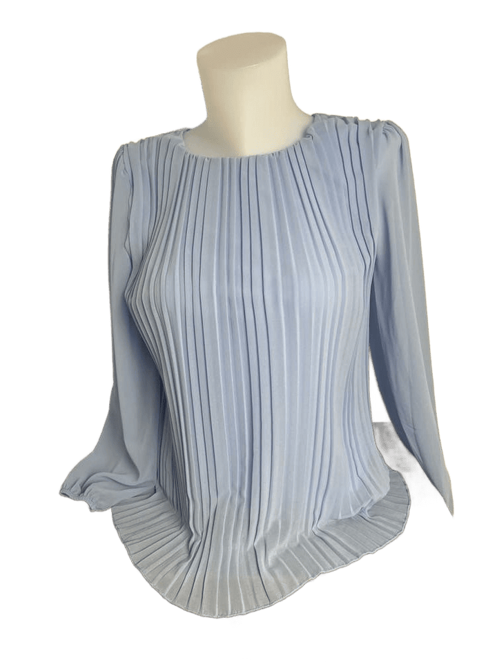 Plissee-Bluse mit Rundhalsausschnitt