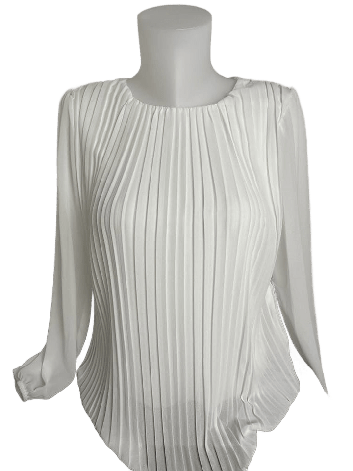 Plissee-Bluse mit Rundhalsausschnitt