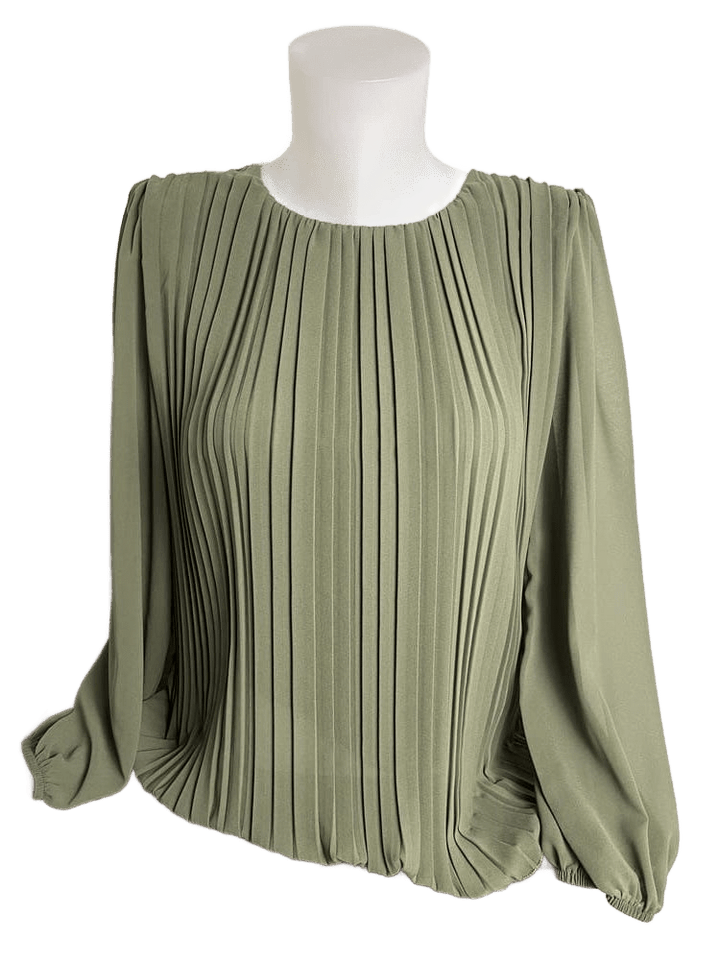 Plissee-Bluse mit Rundhalsausschnitt