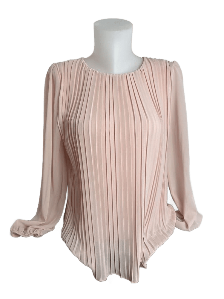 Plissee-Bluse mit Rundhalsausschnitt