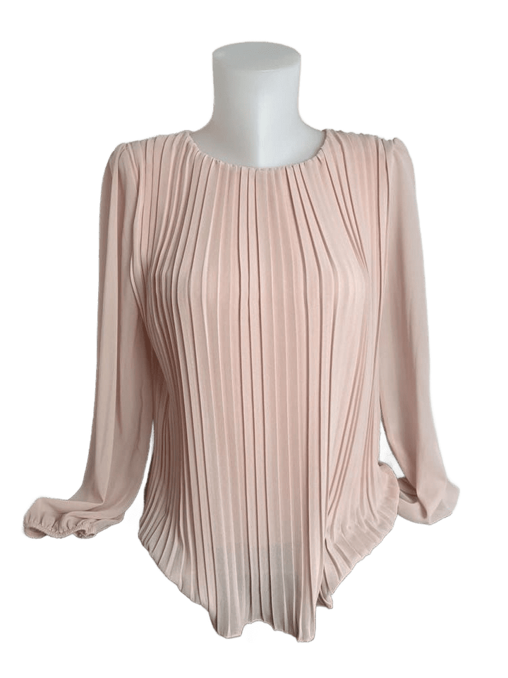 Plissee-Bluse mit Rundhalsausschnitt