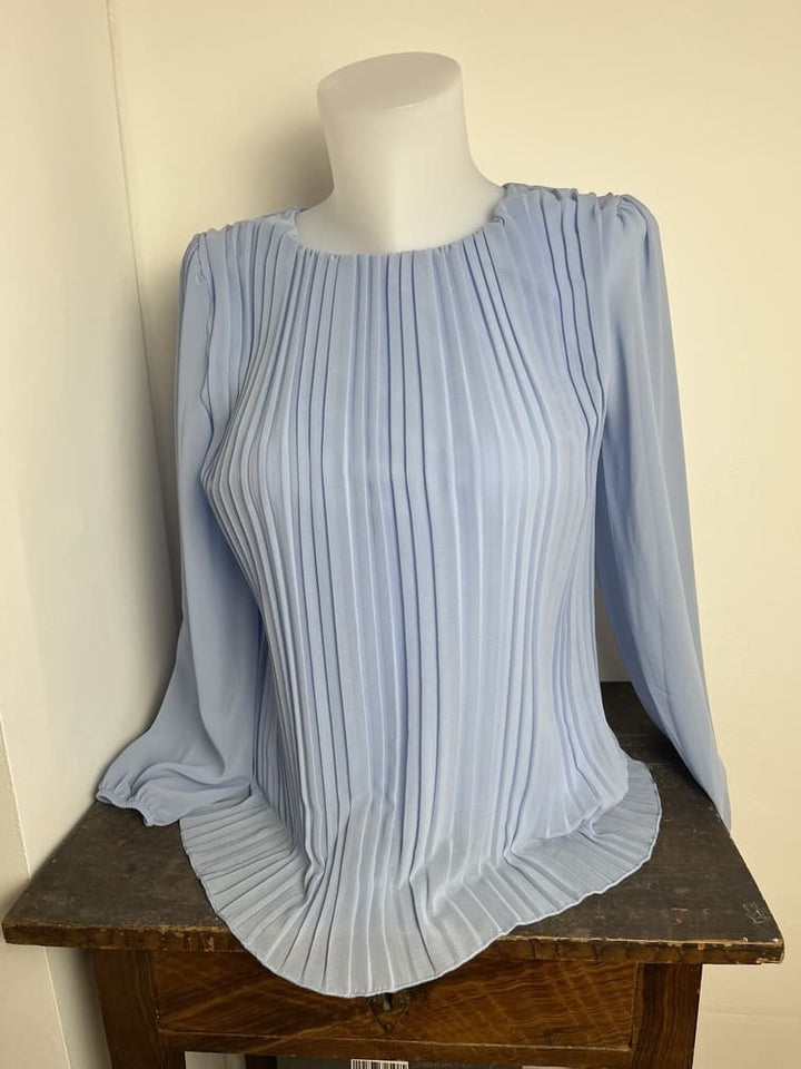 Plissee-Bluse mit Rundhalsausschnitt