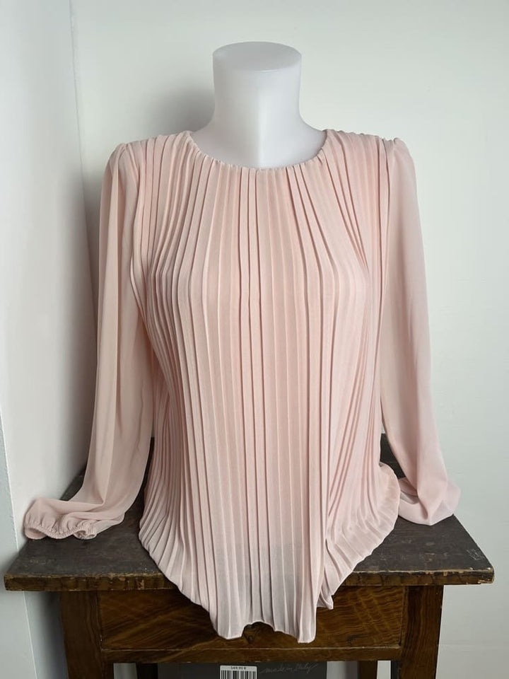 Plissee-Bluse mit Rundhalsausschnitt