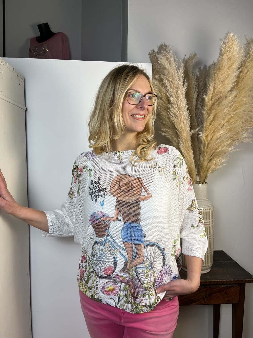 Druckpullover mit Fledermausarm "Garden"