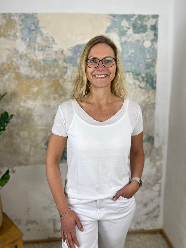 Basic-Sommerpullover mit V-Ausschnitt, Kurzarm