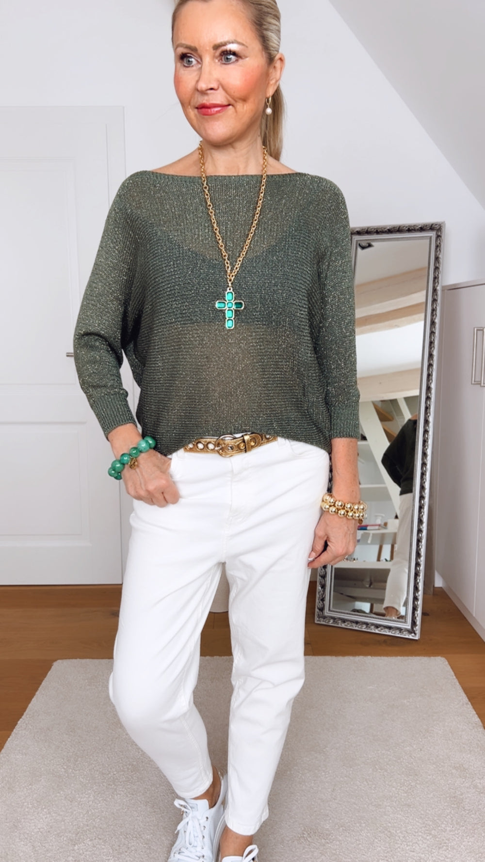 Pullover Glamour, khaki von Bella Vita - Mode & Lifestyle