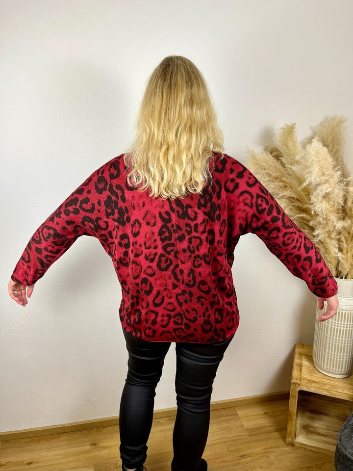 Pullover Leo mit Fledermausärmeln, rot