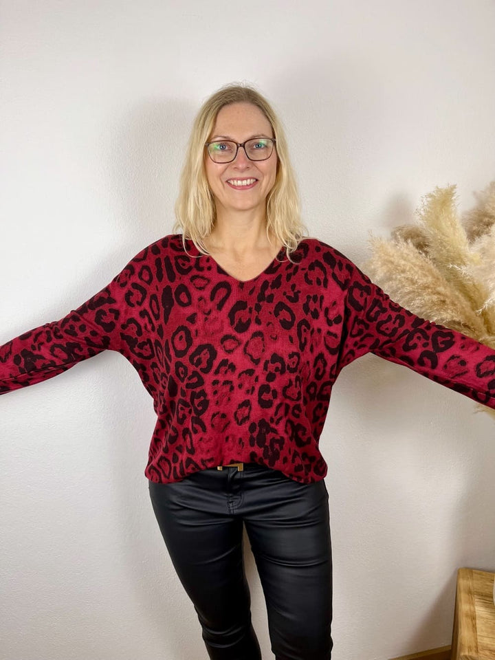 Pullover Leo mit Fledermausärmeln, rot