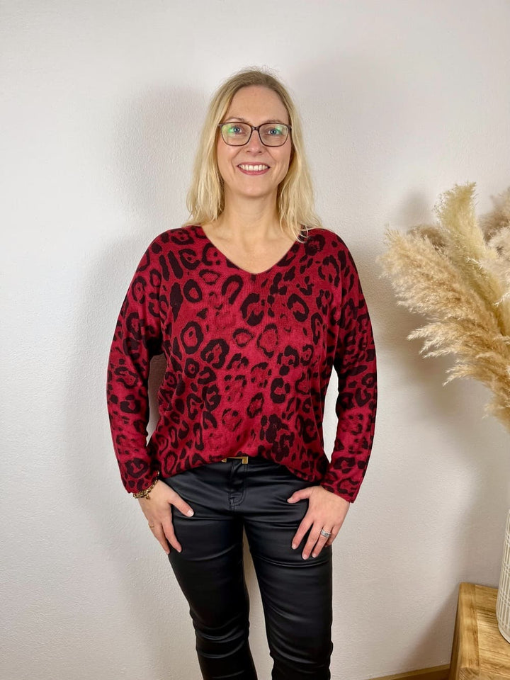 Pullover Leo mit Fledermausärmeln, rot