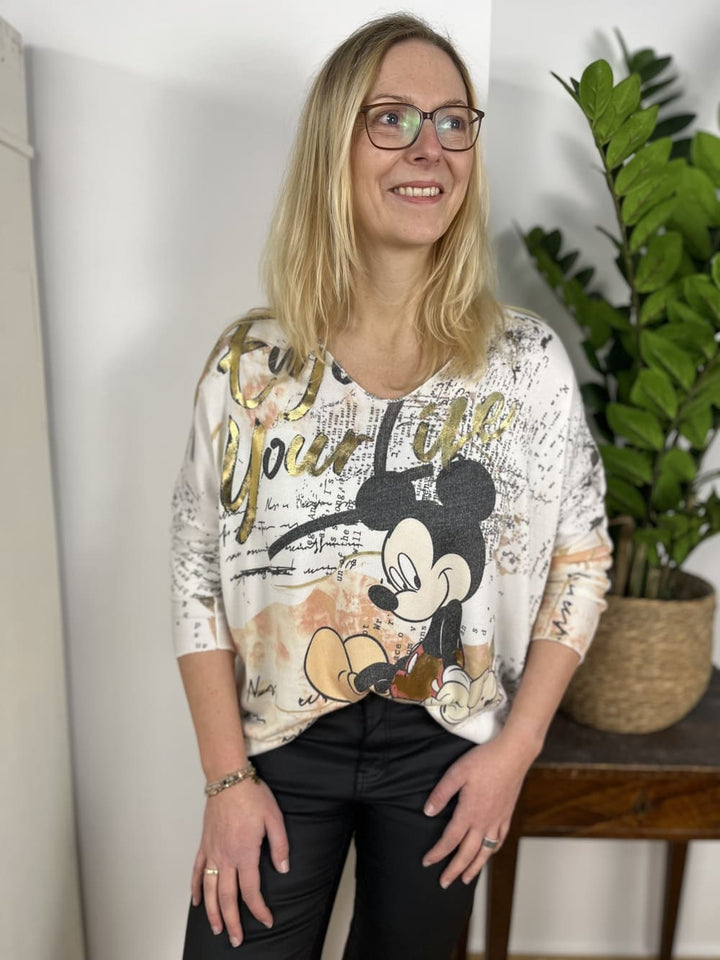 Pullover Micky Mouse, ecru