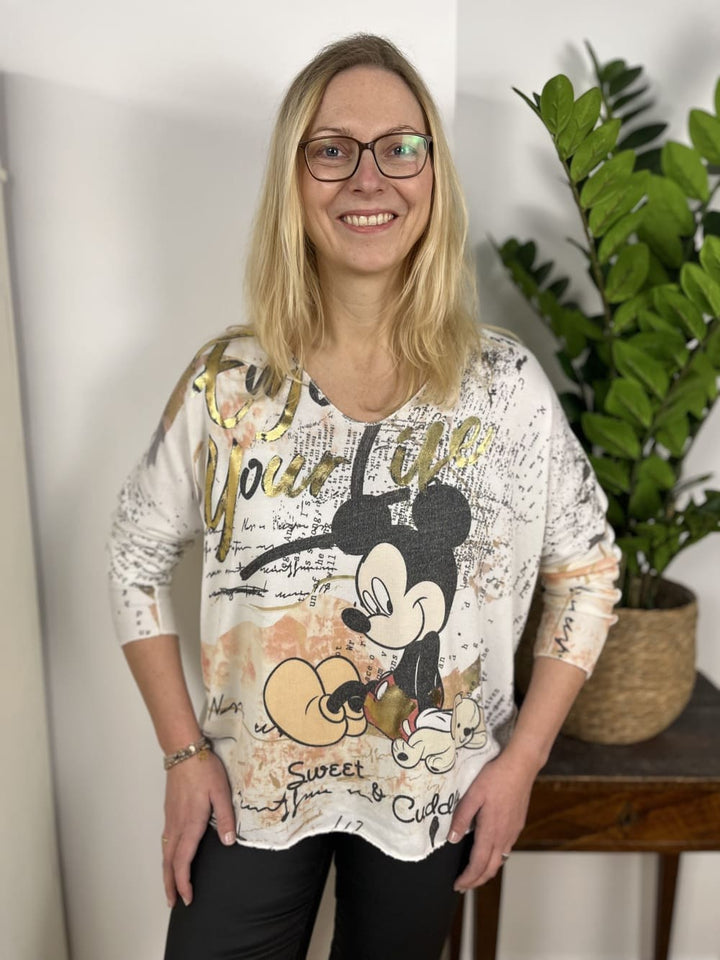 Pullover Micky Mouse, ecru