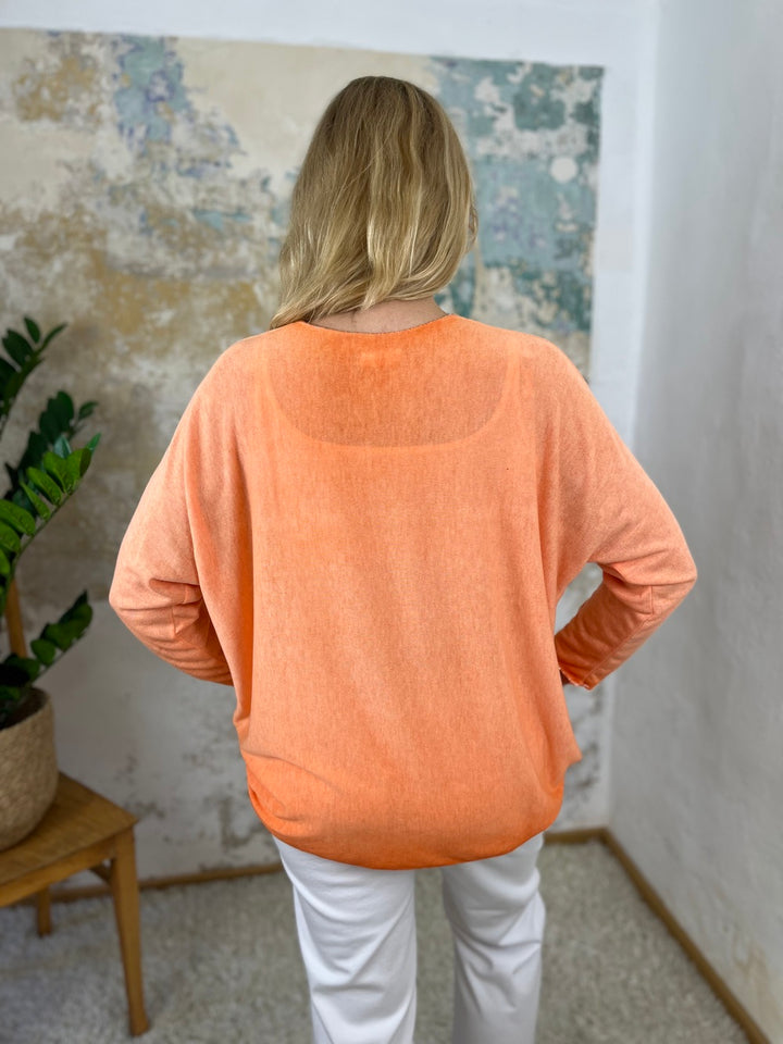 Oversize Basic-Sommerpullover, Langarm