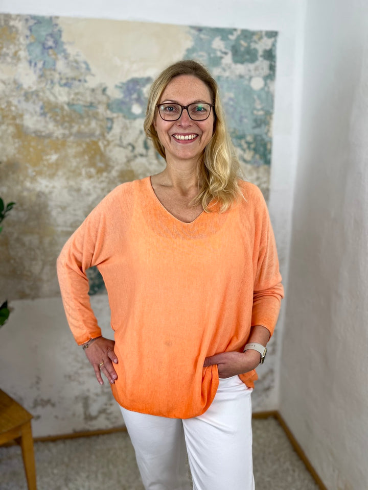 Oversize Basic-Sommerpullover, Langarm