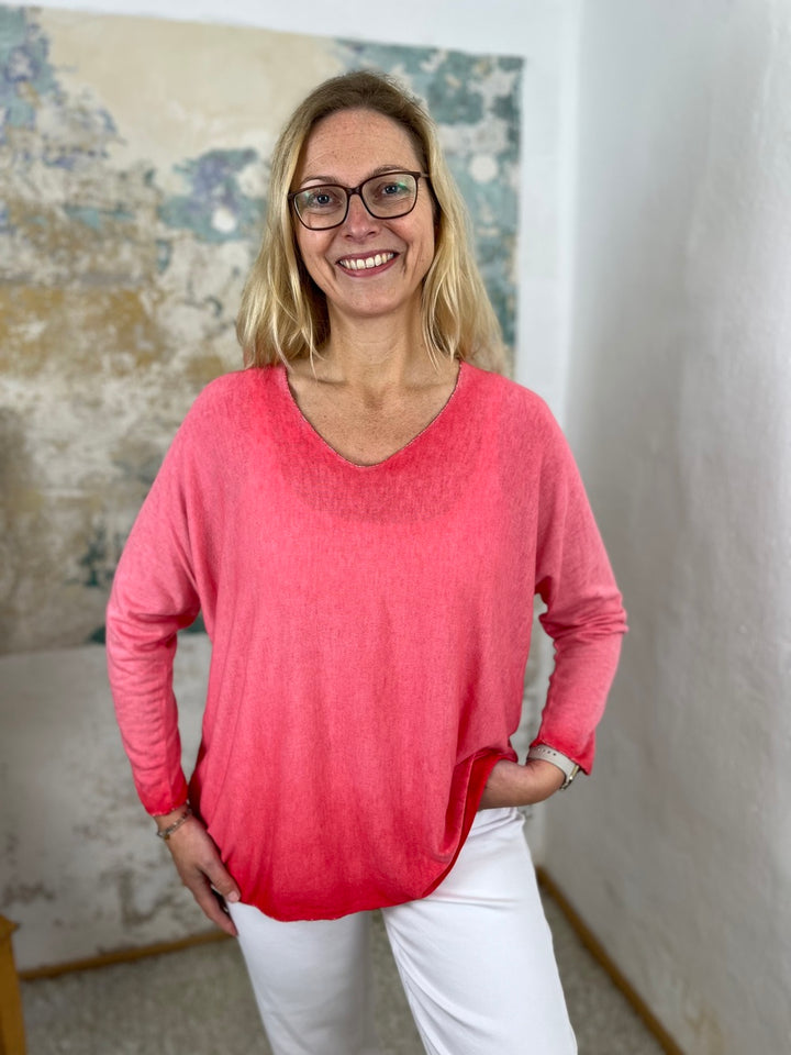Oversize Basic-Sommerpullover, Langarm