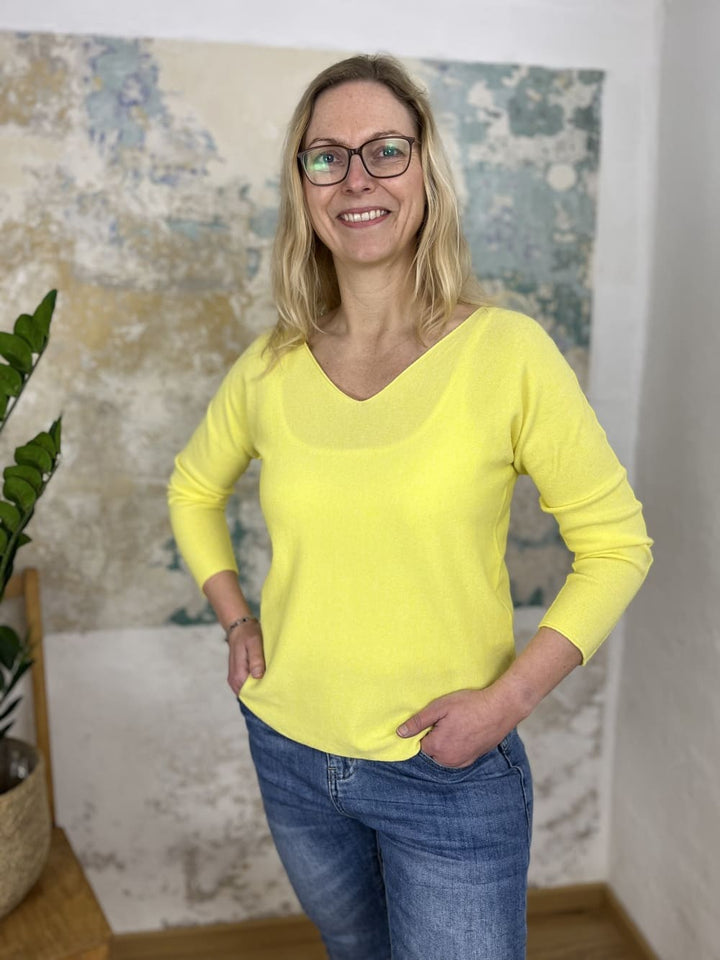 Pullover mit V-Ausschnitt und Langarm