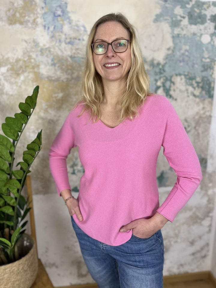 Pullover mit V-Ausschnitt und Langarm