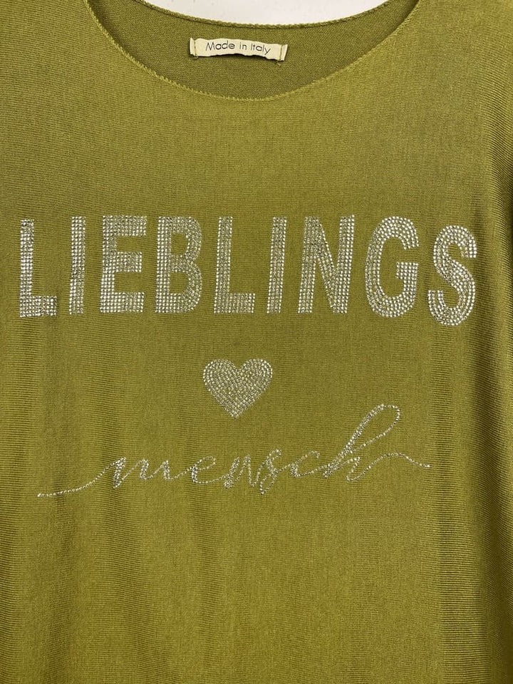 Pullover mit Steinchenverzierung "Lieblingsmensch"