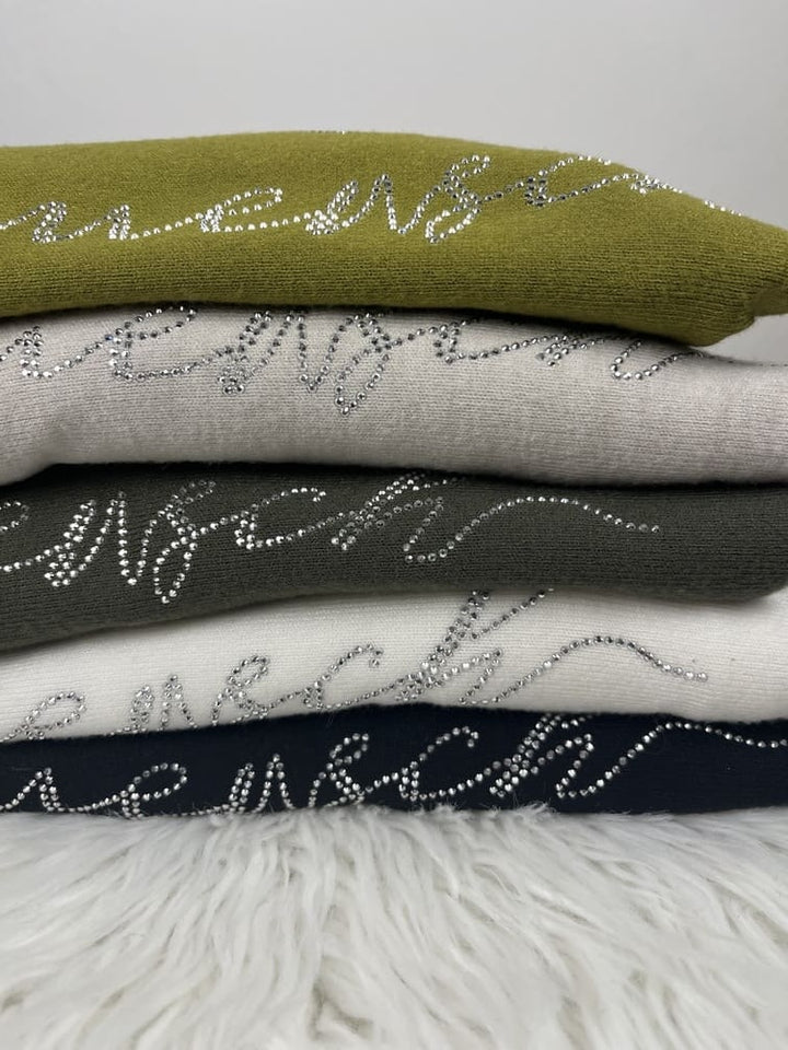 Pullover mit Steinchenverzierung "Lieblingsmensch"