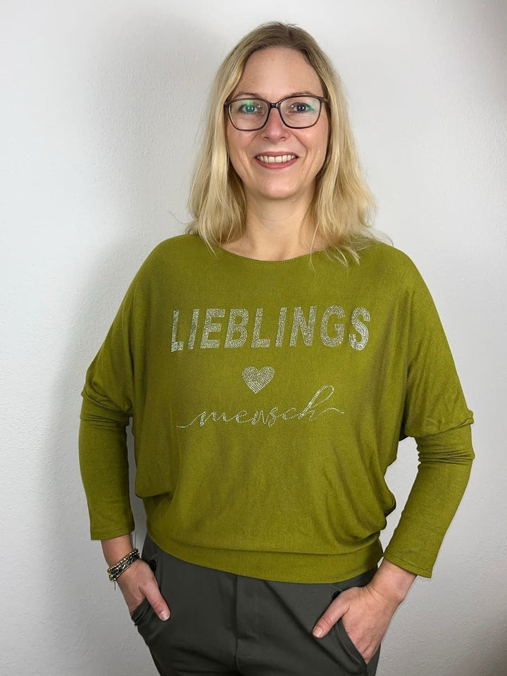Pullover mit Steinchenverzierung "Lieblingsmensch"