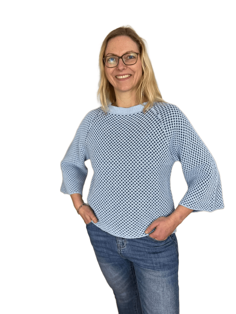Pullover mit Jacquardmuster, blau