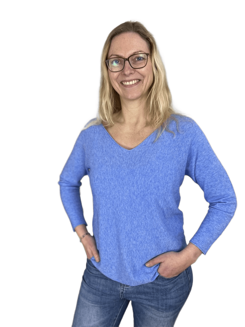 Pullover mit V-Ausschnitt und Langarm