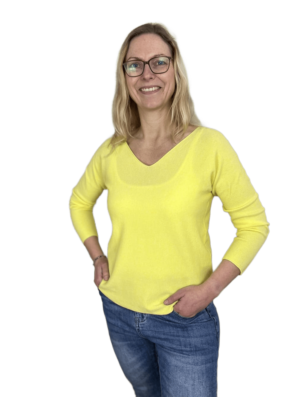 Pullover mit V-Ausschnitt und Langarm