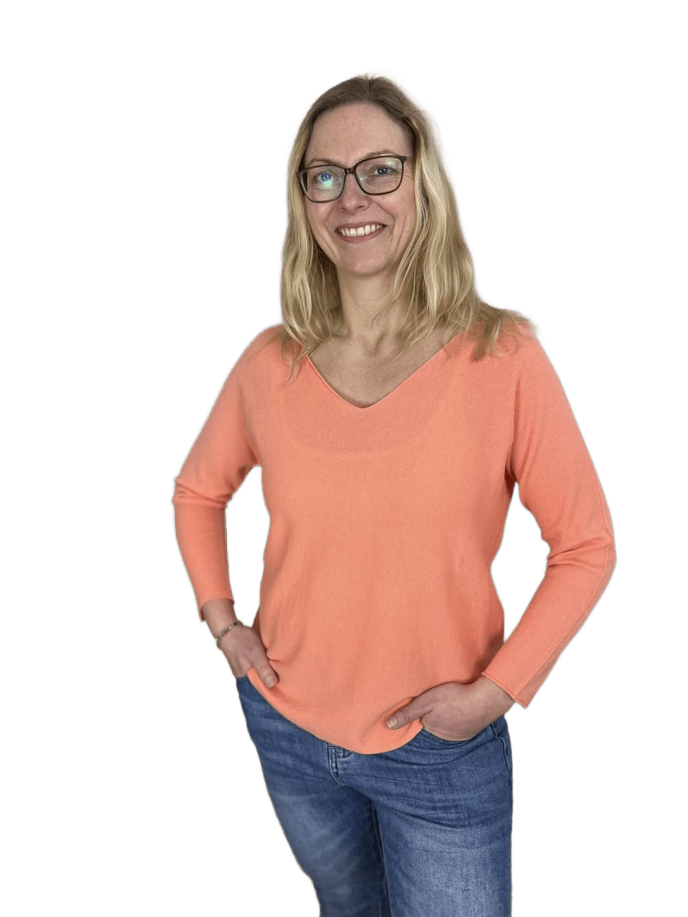 Pullover mit V-Ausschnitt und Langarm