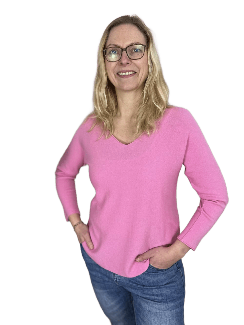 Pullover mit V-Ausschnitt und Langarm