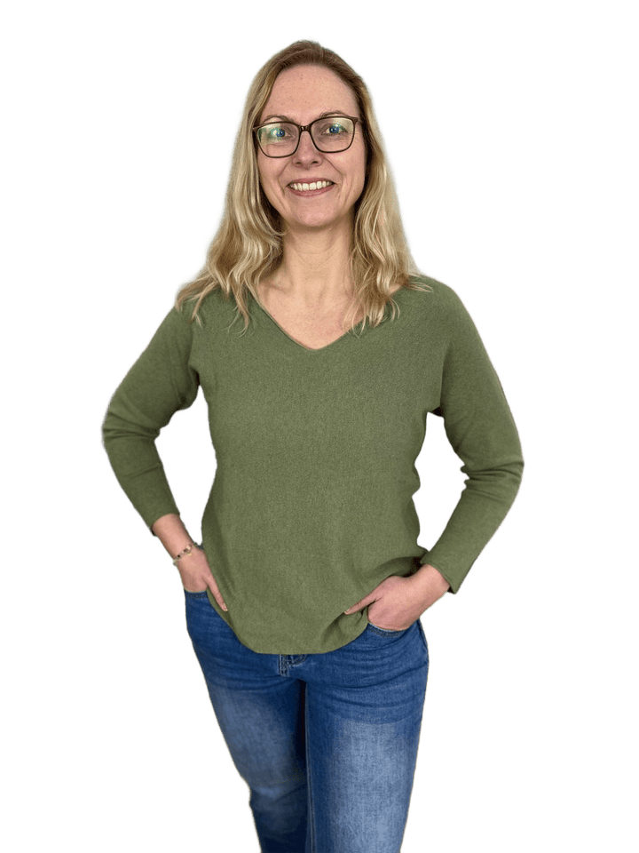 Pullover mit V-Ausschnitt und Langarm
