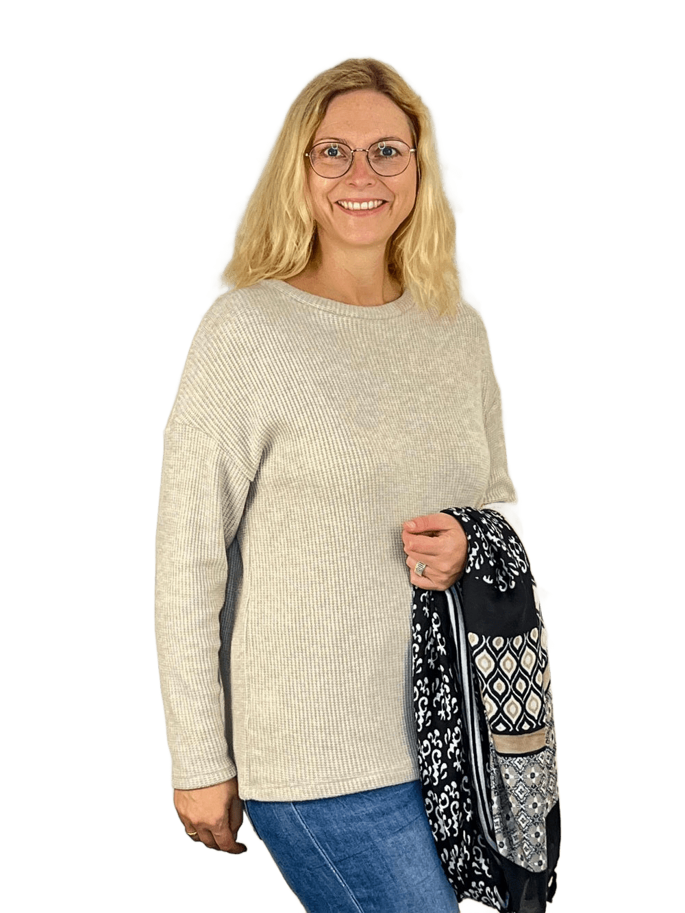Rippenpulli mit Rundhals