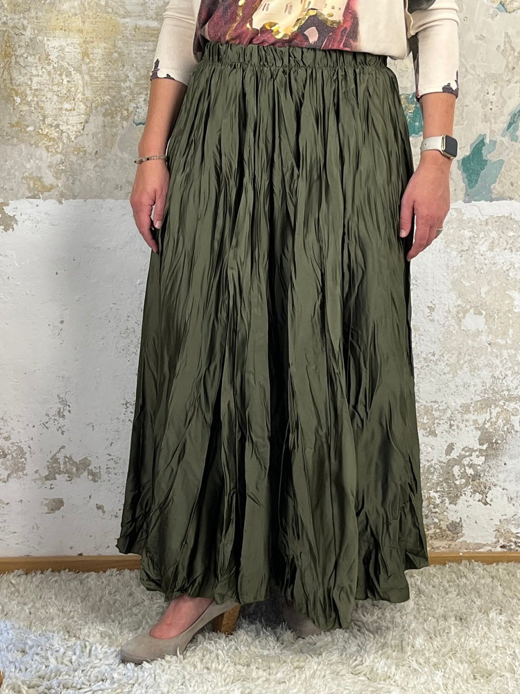 Crinkle-Rock aus Glanzware, khaki
