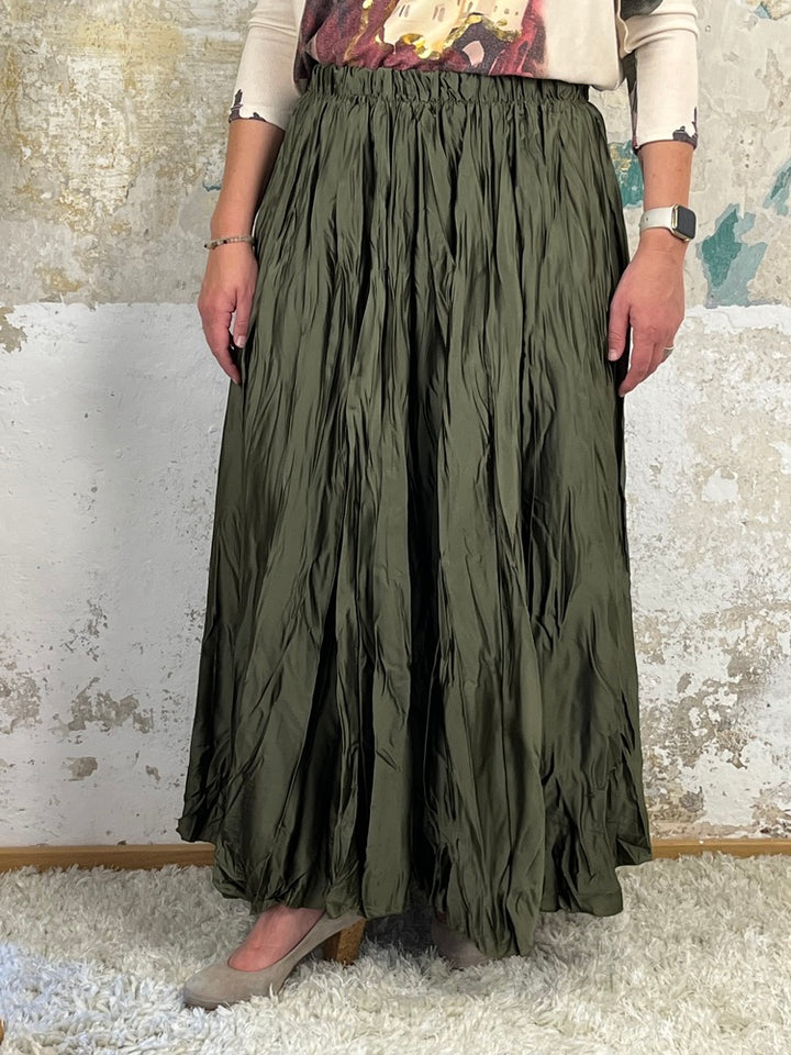 Crinkle-Rock aus Glanzware, khaki