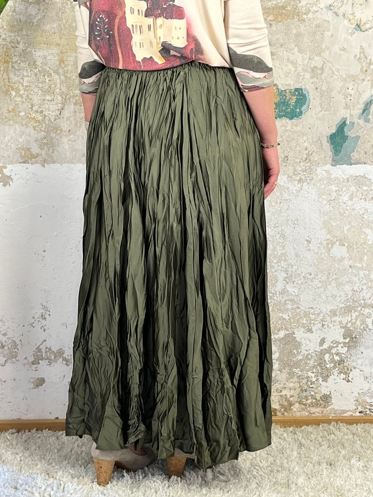 Crinkle-Rock aus Glanzware, khaki