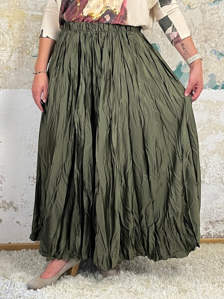 Crinkle-Rock aus Glanzware, khaki