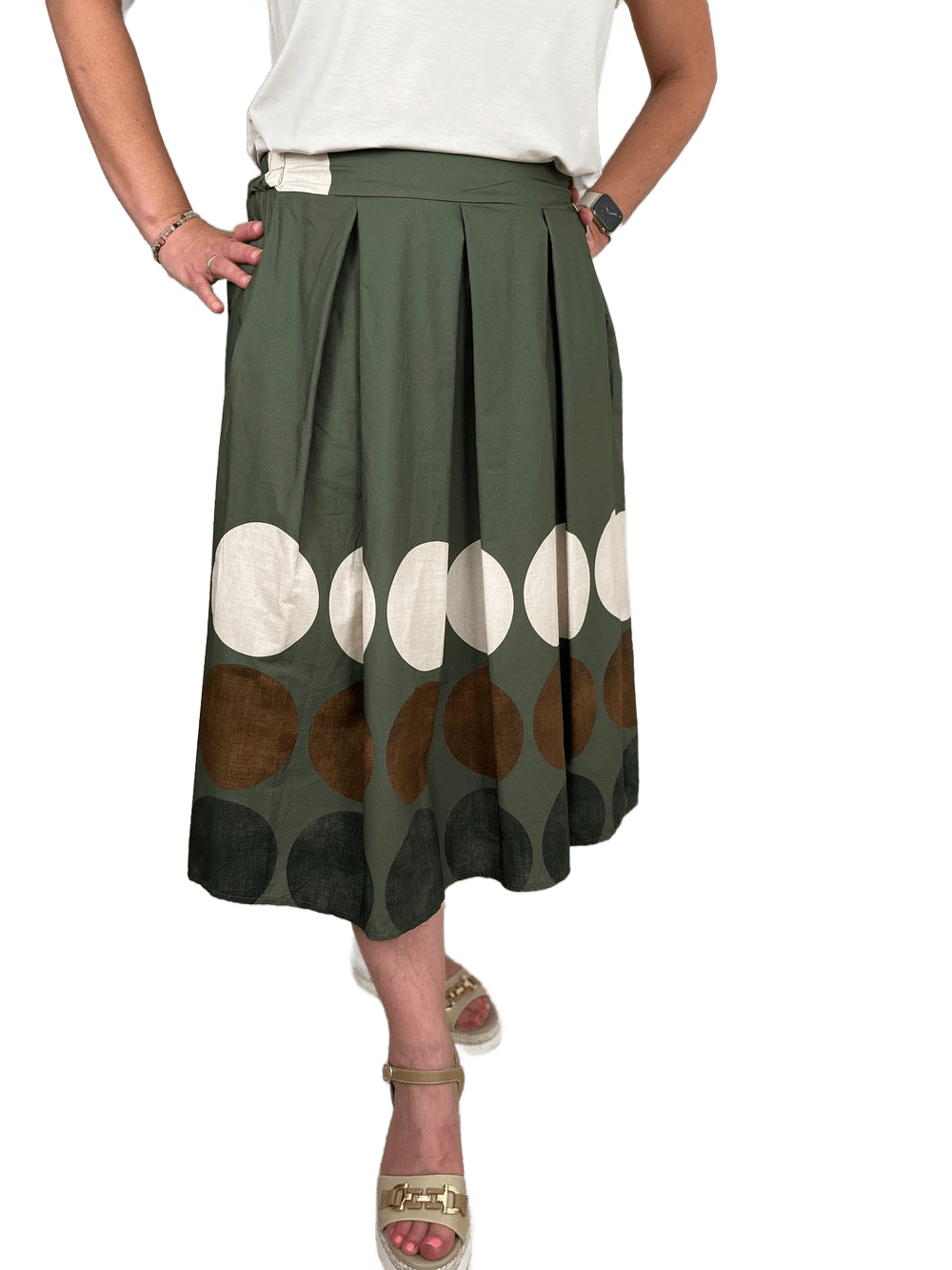 Rock mit Punktemuster, khaki