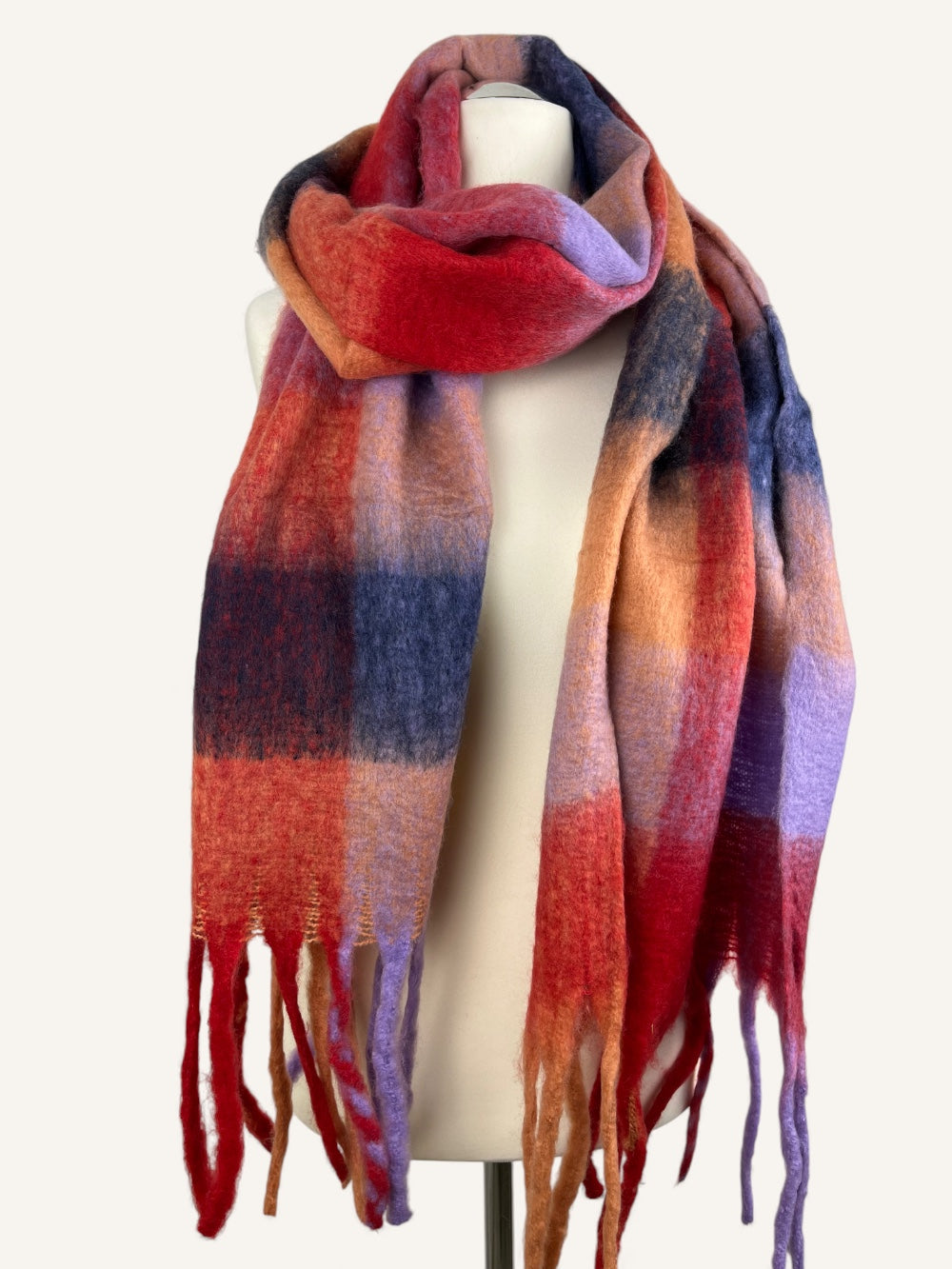 Karoschal mit Fransen, rot von Bella Vita - Mode & Lifestyle