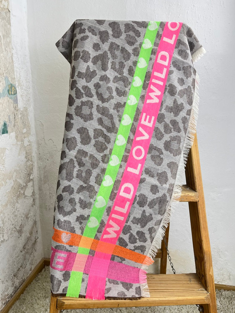 Schal Wild Love mit Neonstreifen