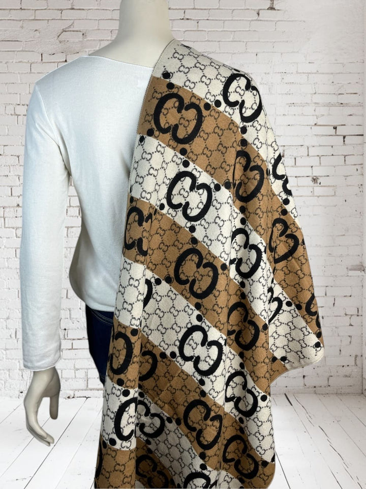 Wendeschal schwarz-beige-ecru