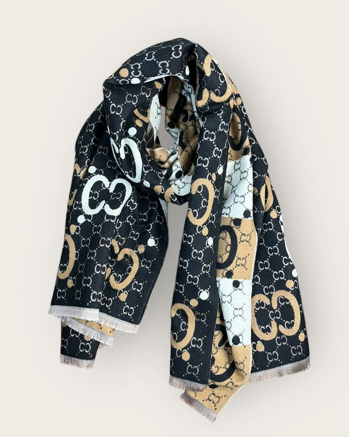 Wendeschal schwarz-beige-ecru